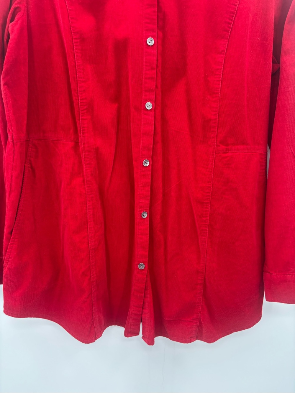 J. Jill Red Corduroy Long-Sleeve Button-Down Tunic Top in Red Size Large - Picture 5 of 7